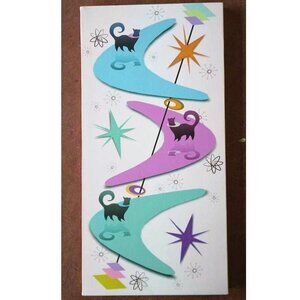 Retro MCM Style "Snobby" Cats on Boomerangs Giclee Print on Canvas Original Art